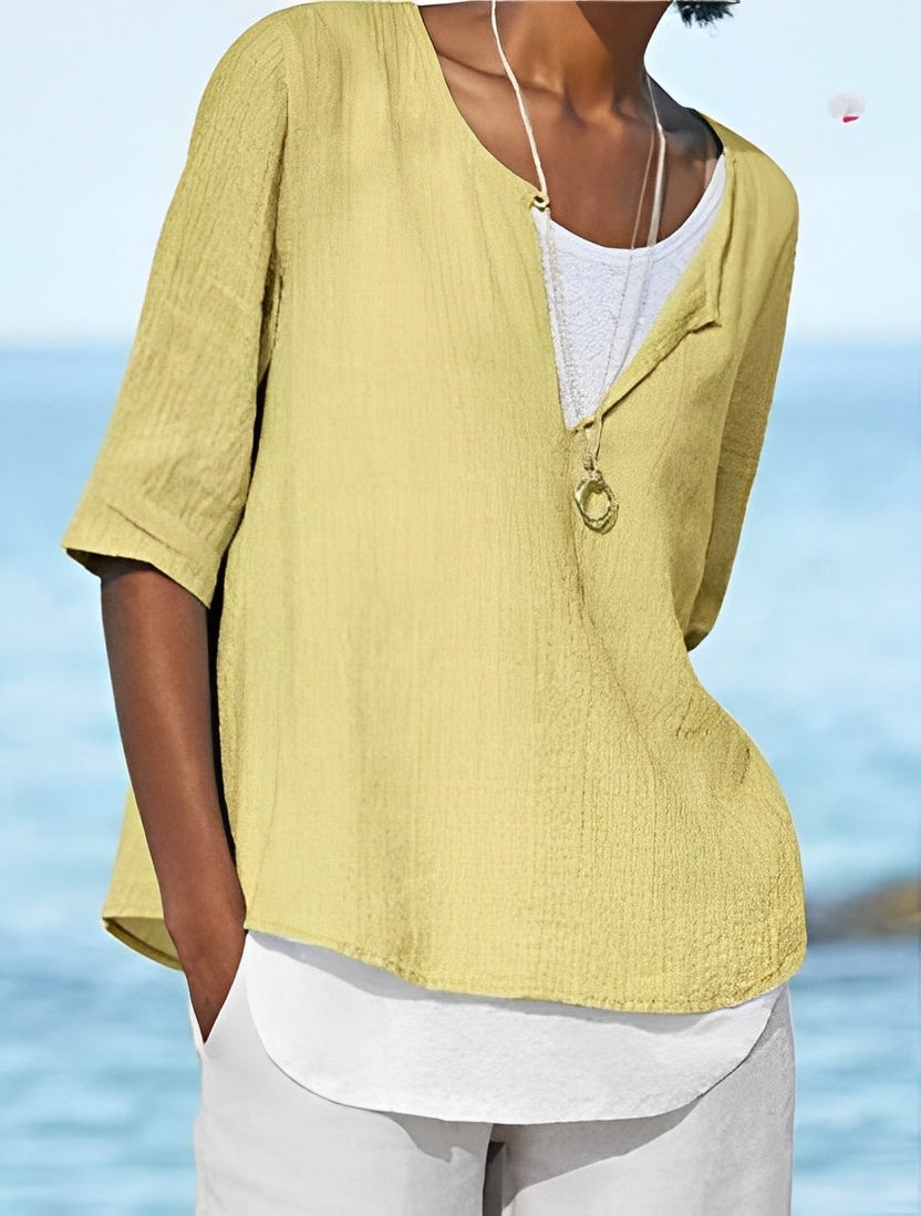 Oversized Women's T-Shirt - Soft Cotton Drop Shoulder Tee in Neutral Tones 0