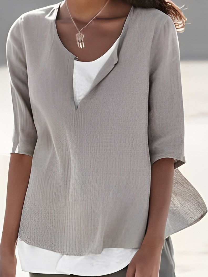 Oversized Women's T-Shirt - Soft Cotton Drop Shoulder Tee in Neutral Tones 3