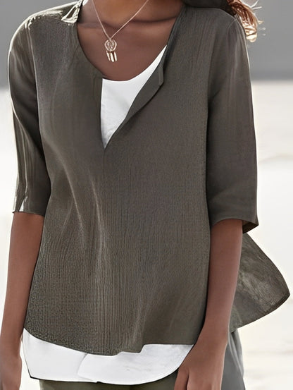 Oversized Women's T-Shirt - Soft Cotton Drop Shoulder Tee in Neutral Tones 4