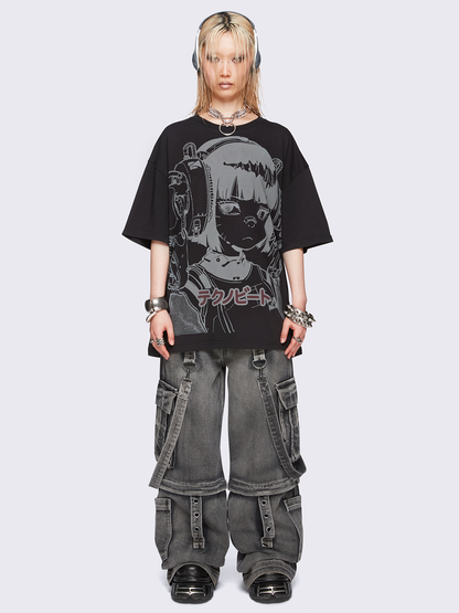 Oversized Women's T-Shirt - Soft Cotton Graphic Tee with Dropped Shoulder Style 1