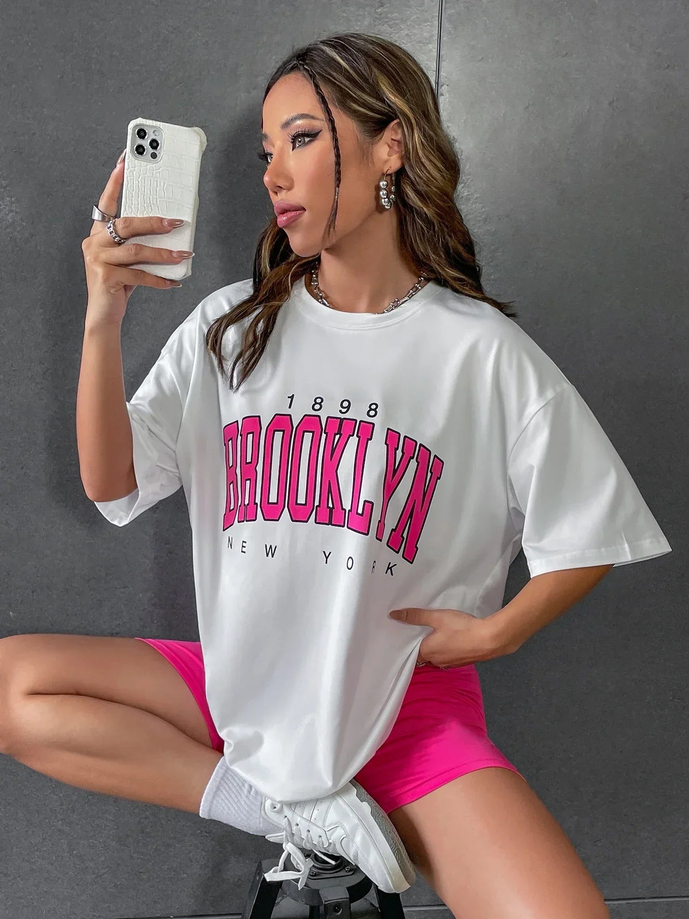 Oversized Women's T-Shirt - Soft Heavyweight Cotton Drop Shoulder Tee in Neutral Tones 1