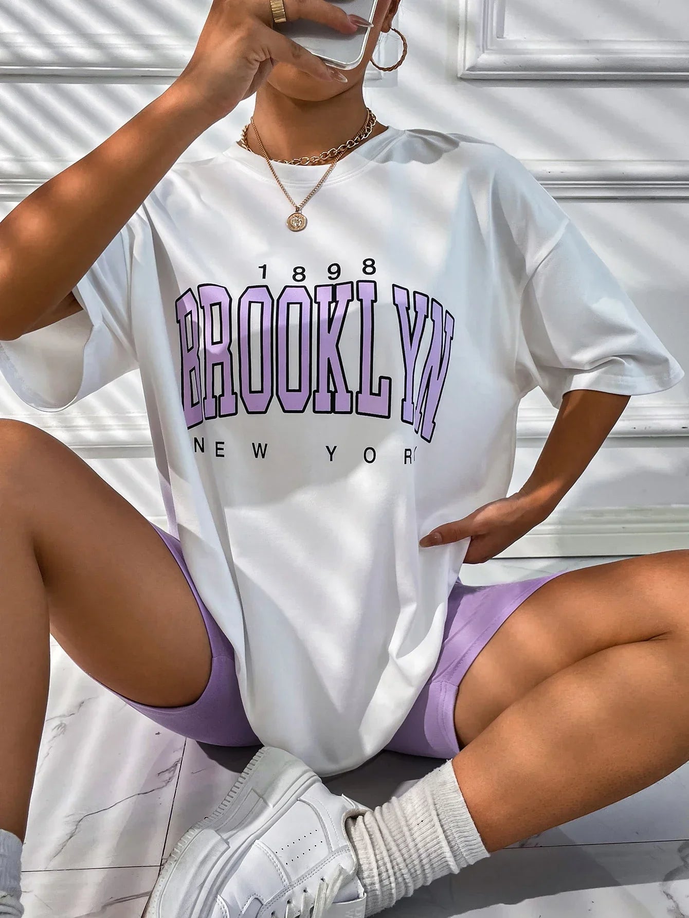 Oversized Women's T-Shirt - Soft Heavyweight Cotton Drop Shoulder Tee in Neutral Tones 2