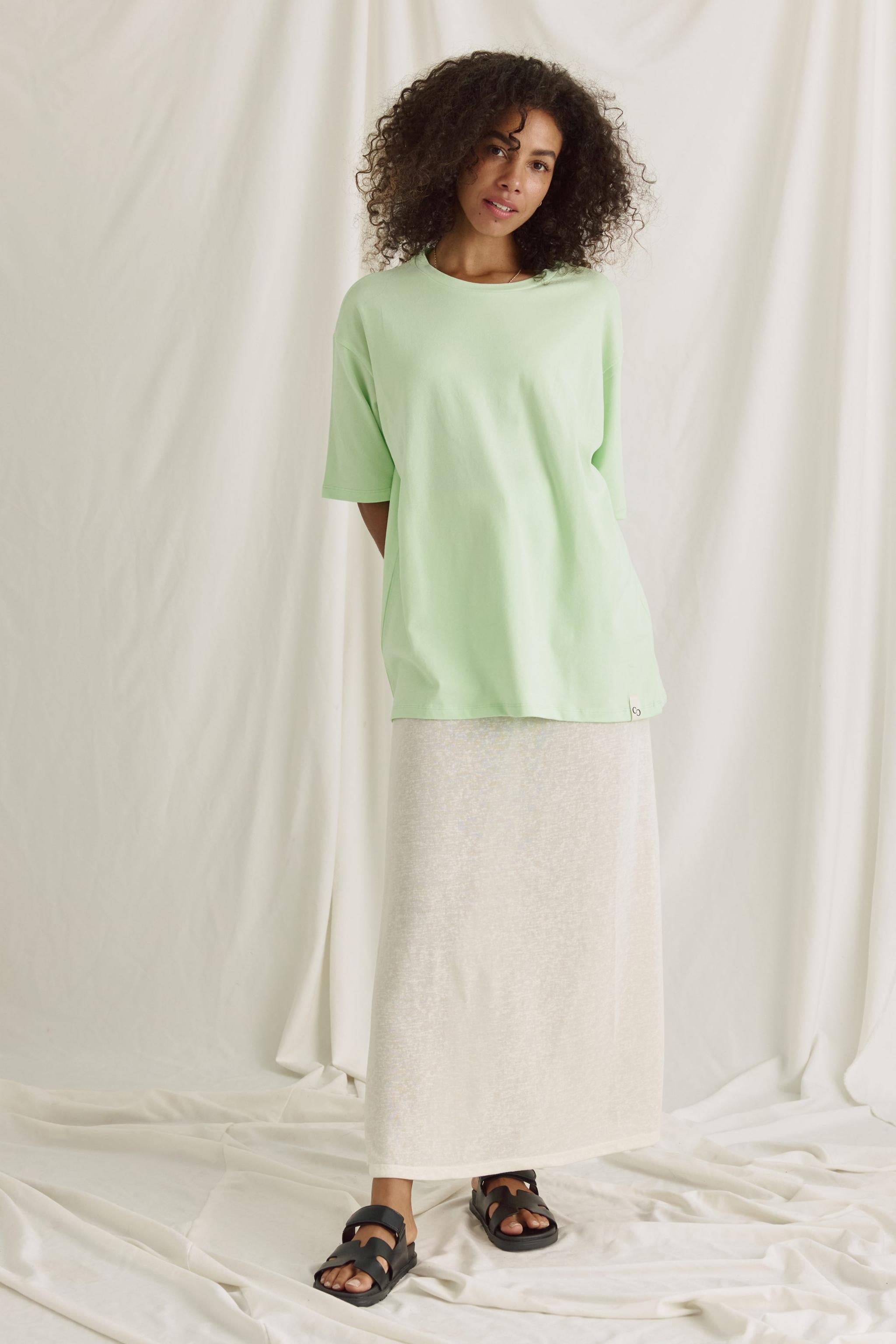 Oversized Women's Tee - Soft Heavyweight Cotton Drop Shoulder T-Shirt in Neutral Tones 1