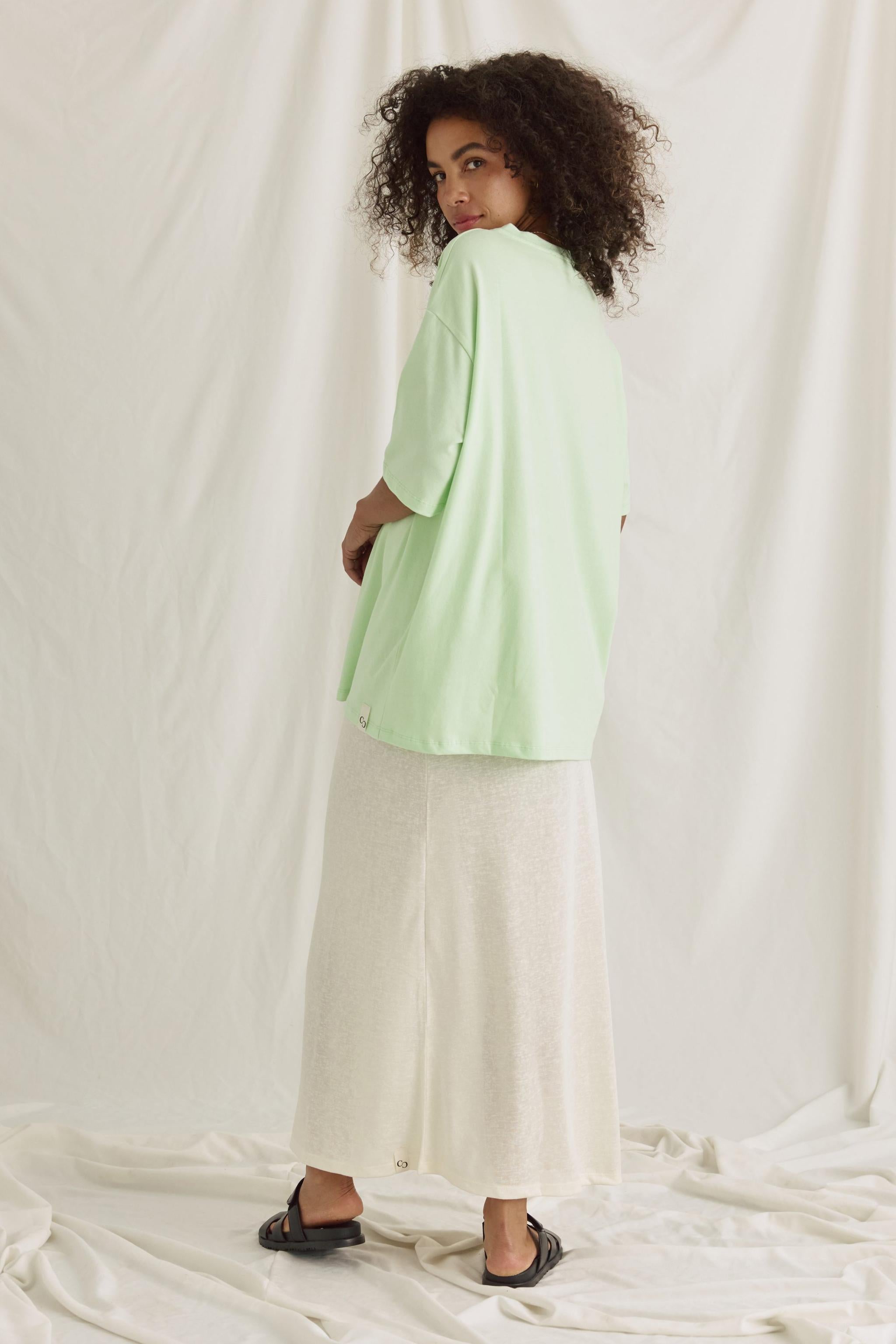 Oversized Women's Tee - Soft Heavyweight Cotton Drop Shoulder T-Shirt in Neutral Tones 5