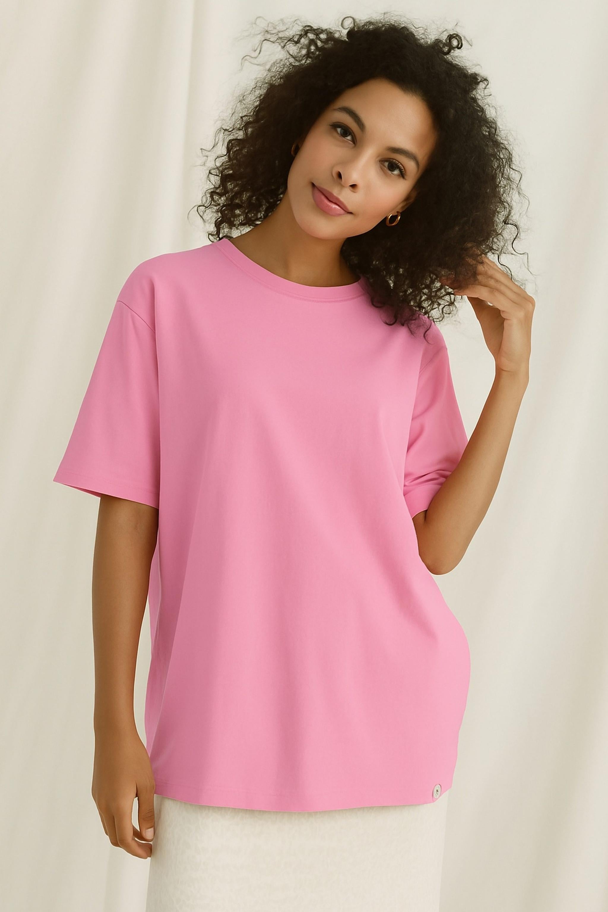 Oversized Women's Tee - Soft Heavyweight Cotton Drop Shoulder T-Shirt in Neutral Tones 7