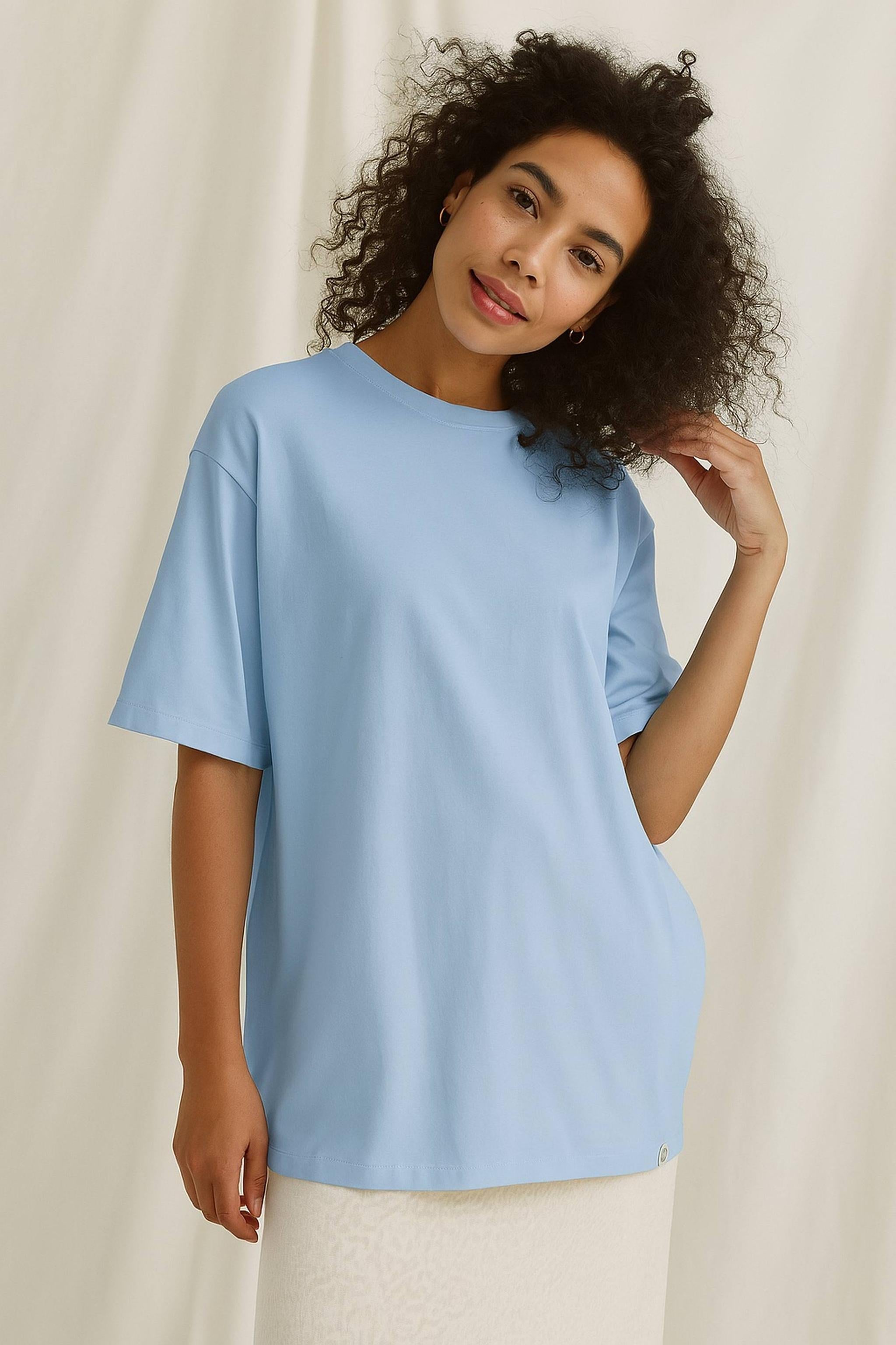 Oversized Women's Tee - Soft Heavyweight Cotton Drop Shoulder T-Shirt in Neutral Tones 8