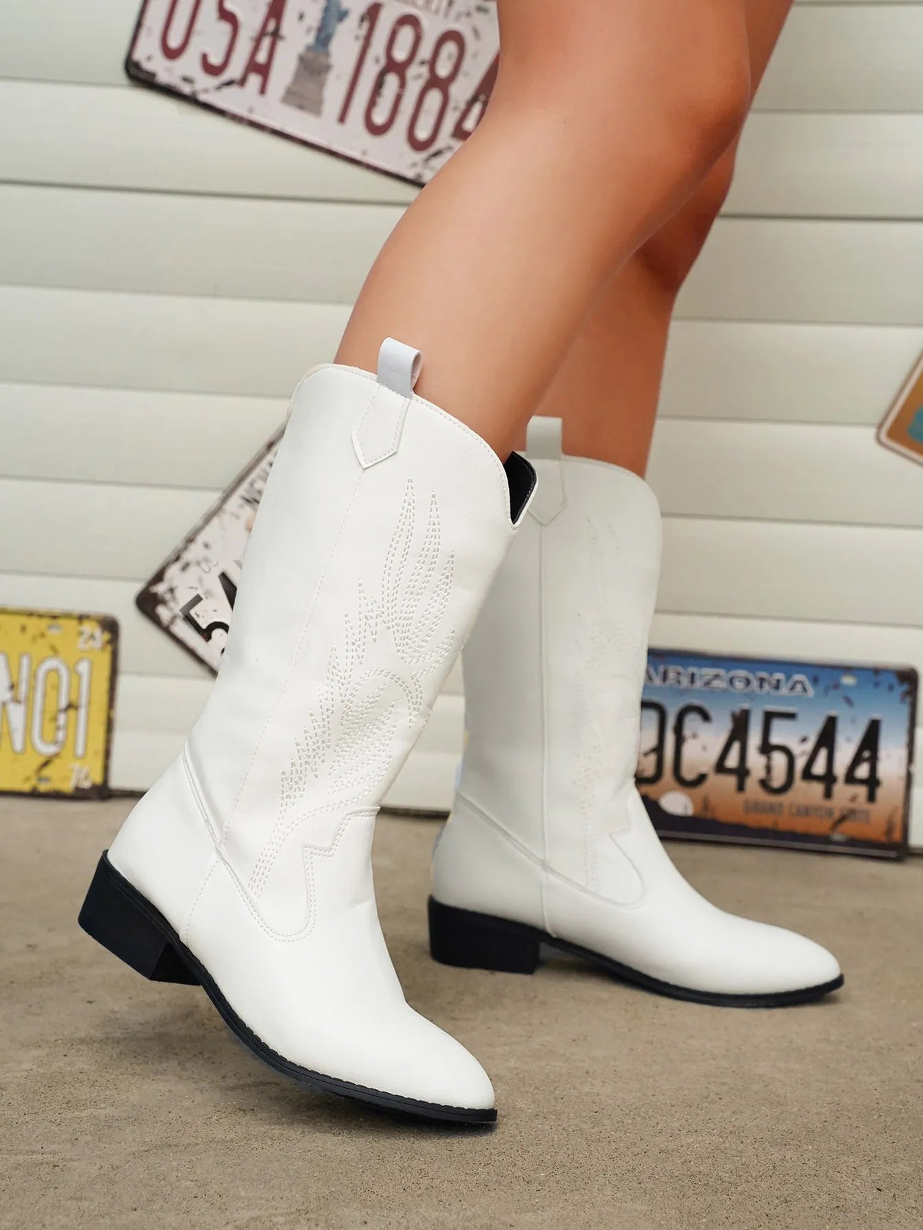 PU Leather Cowboy Boots Women Soft Inner Lining Western Style 13