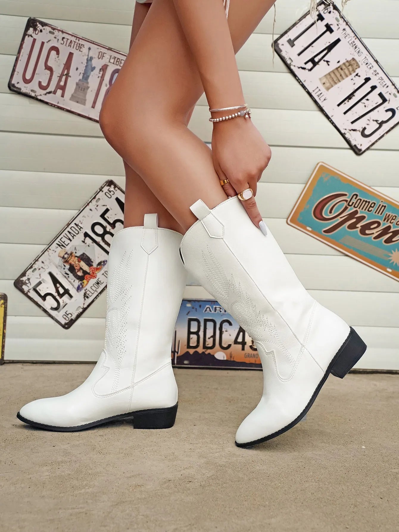 PU Leather Cowboy Boots Women Soft Inner Lining Western Style 4