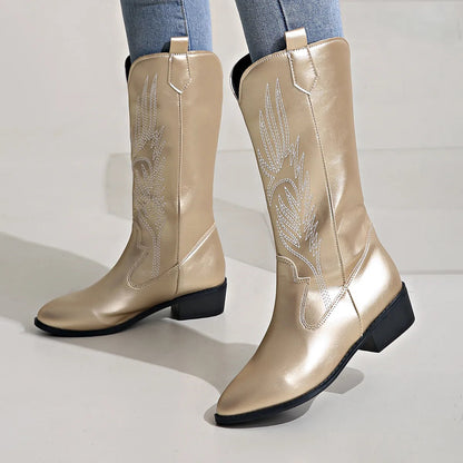 PU Leather Cowboy Boots Women Soft Inner Lining Western Style 5