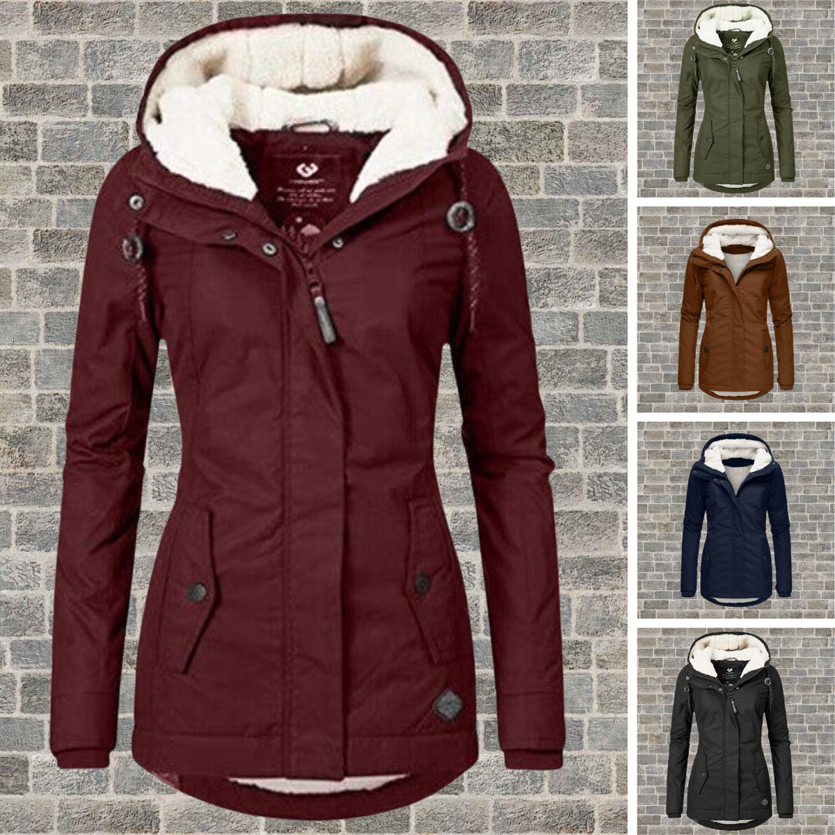 Pleated Cotton Coat Women Hood Elegant Design Winter Outerwear 1