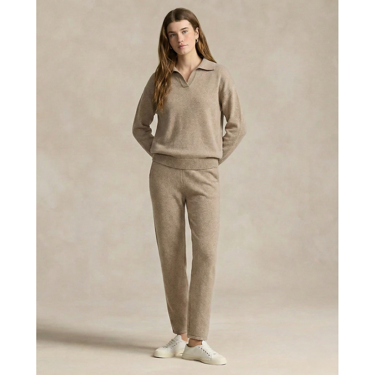 Polo Knit Set Casual Chic High-Waisted Harem Pants 0