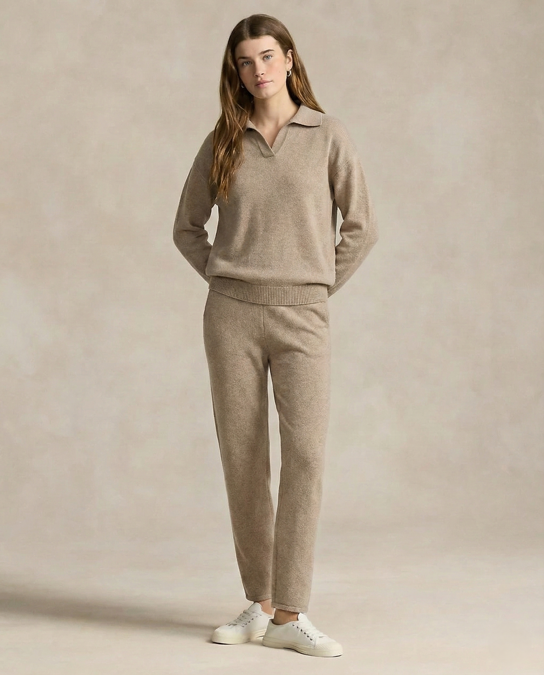 Polo Knit Set Casual Chic High-Waisted Harem Pants 0