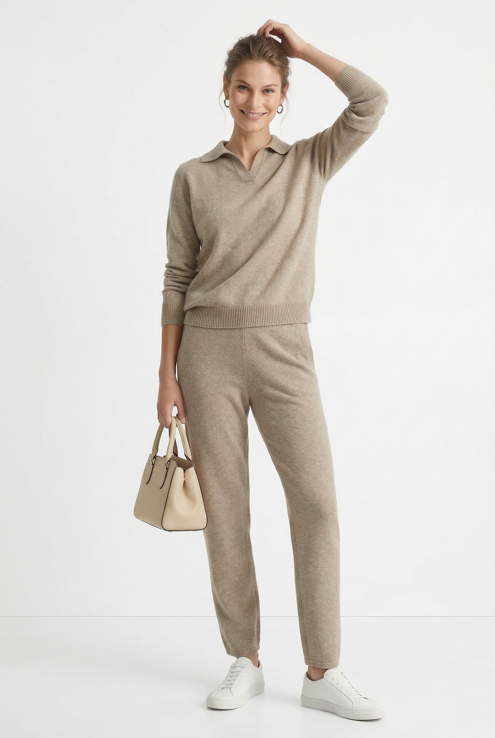 Polo Knit Set Casual Chic High-Waisted Harem Pants 1