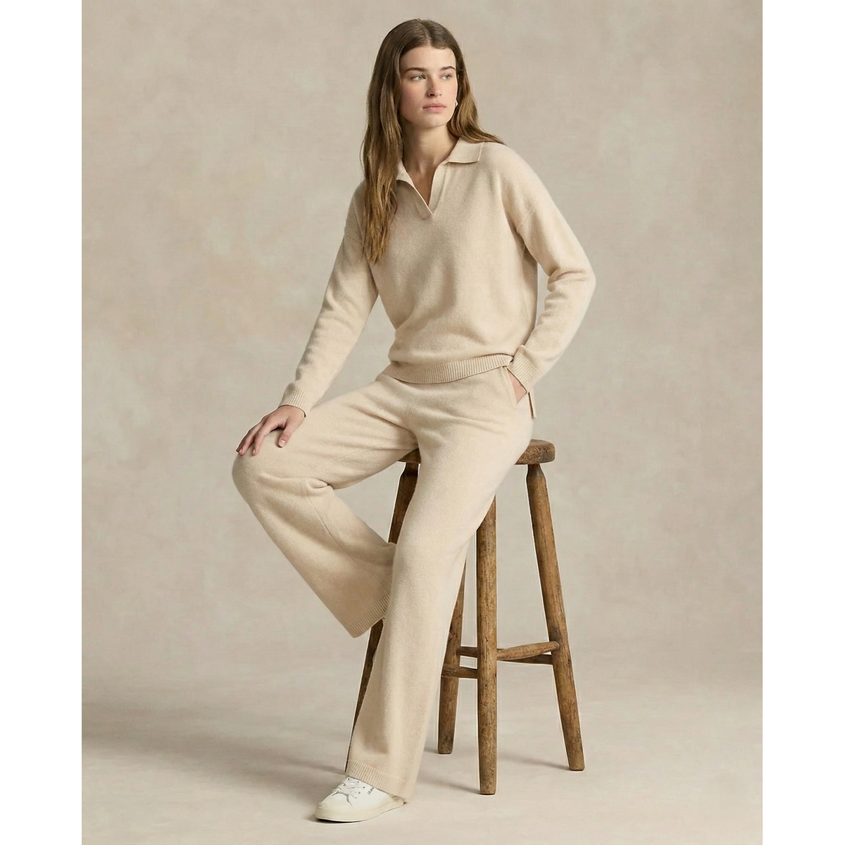 Polo Knit Set Casual Chic High-Waisted Harem Pants 10