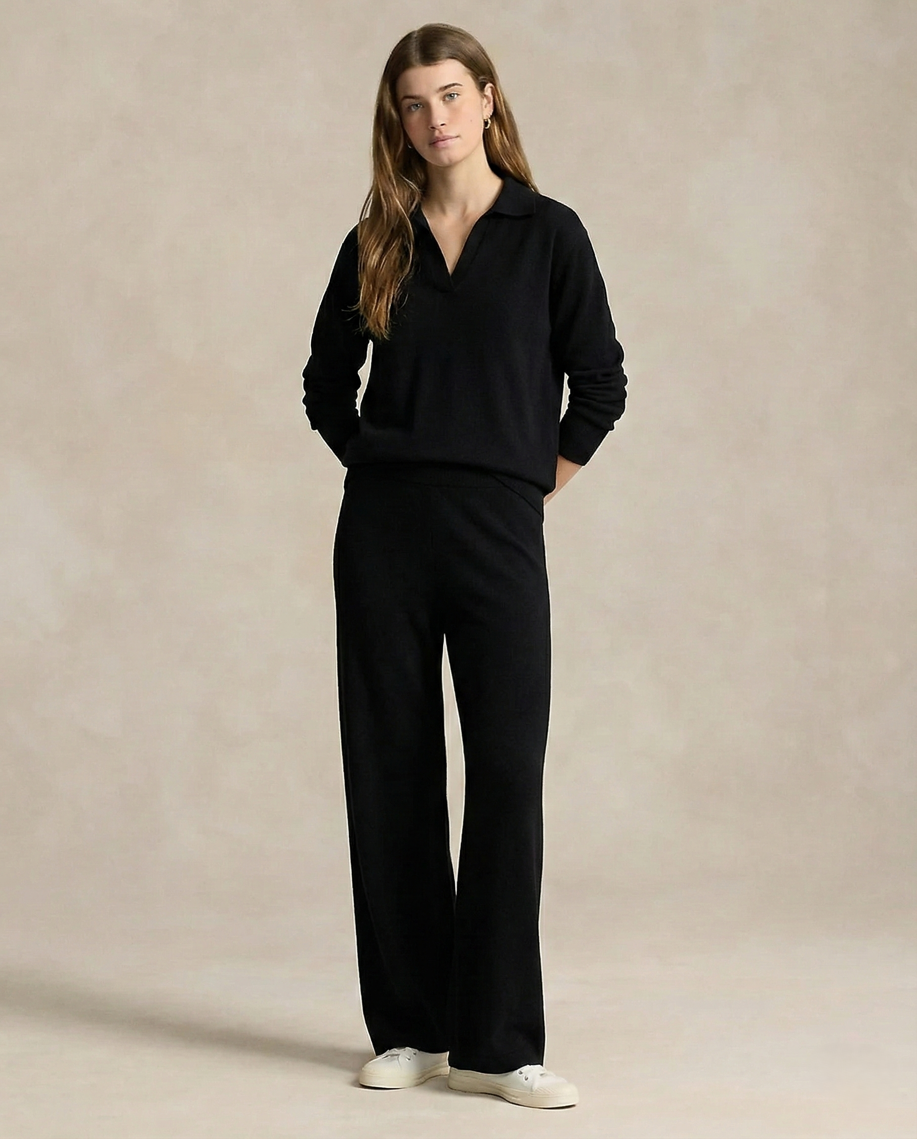 Polo Knit Set Casual Chic High-Waisted Harem Pants 11