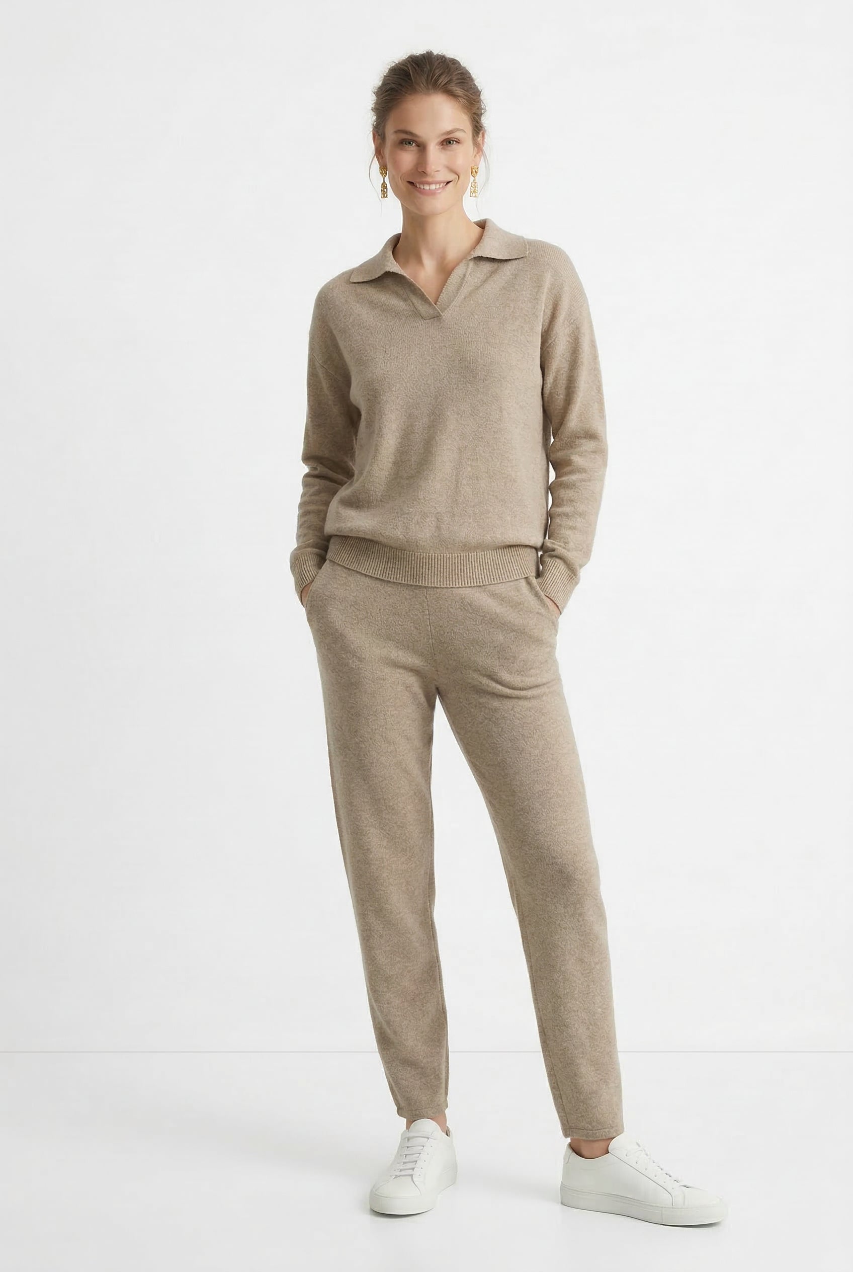 Polo Knit Set Casual Chic High-Waisted Harem Pants 2