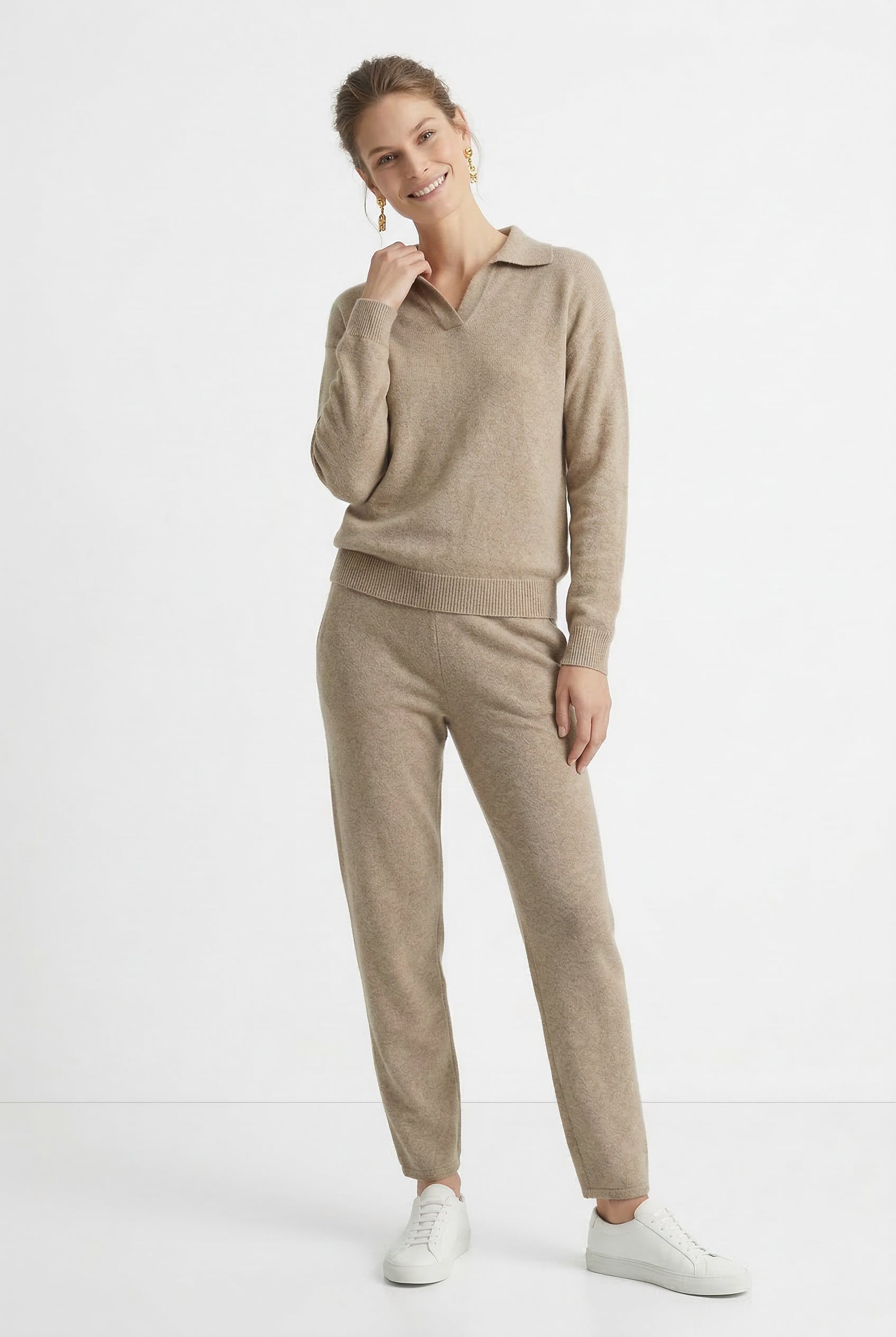 Polo Knit Set Casual Chic High-Waisted Harem Pants 4