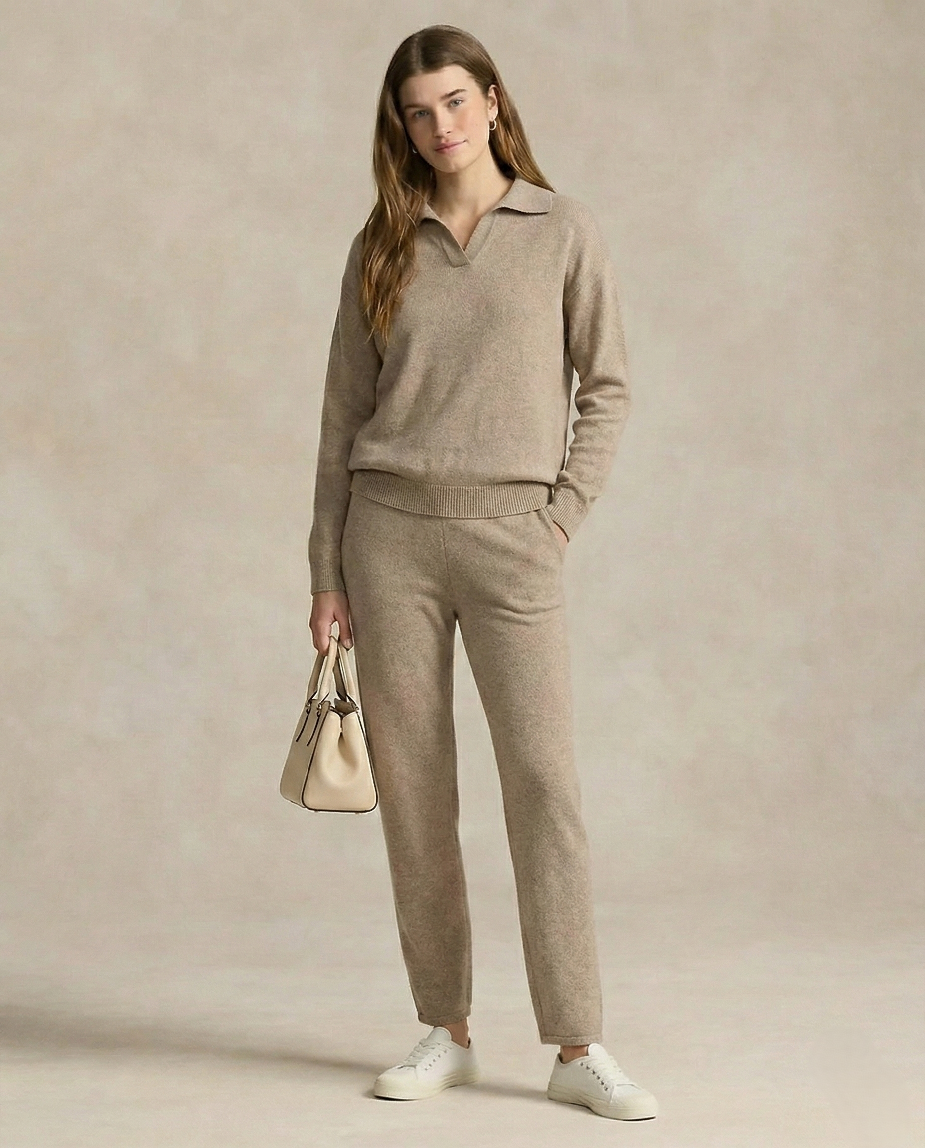Polo Knit Set Casual Chic High-Waisted Harem Pants 6