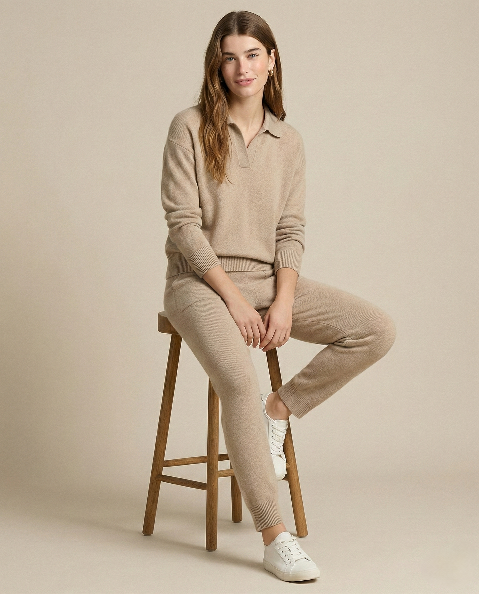 Polo Knit Set Casual Chic High-Waisted Harem Pants 7