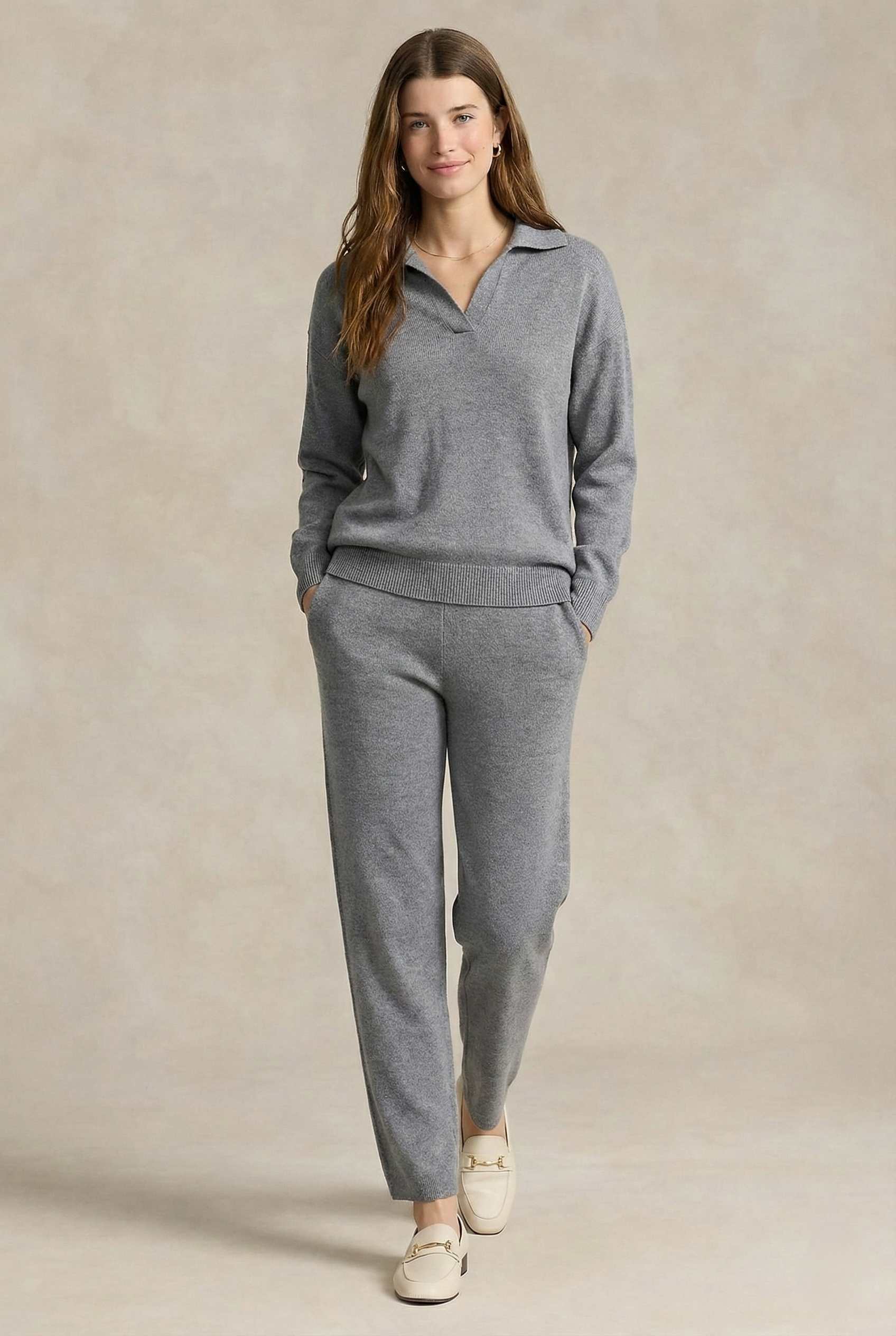 Polo Knit Set Casual Chic High-Waisted Harem Pants 9