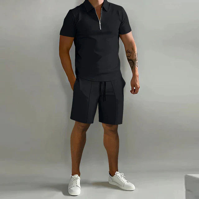 Polo and Shorts Set Men Smart Casual Summer Outfit Relaxed Fit 0