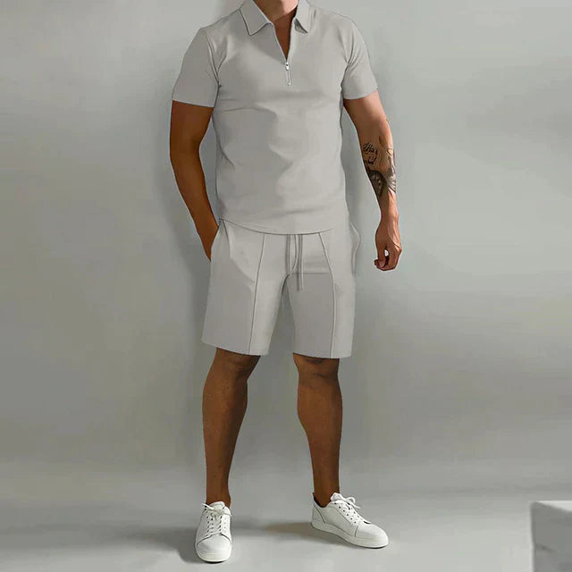 Polo and Shorts Set Men Smart Casual Summer Outfit Relaxed Fit 1