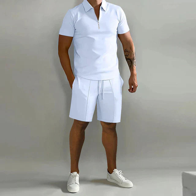 Polo and Shorts Set Men Smart Casual Summer Outfit Relaxed Fit 3