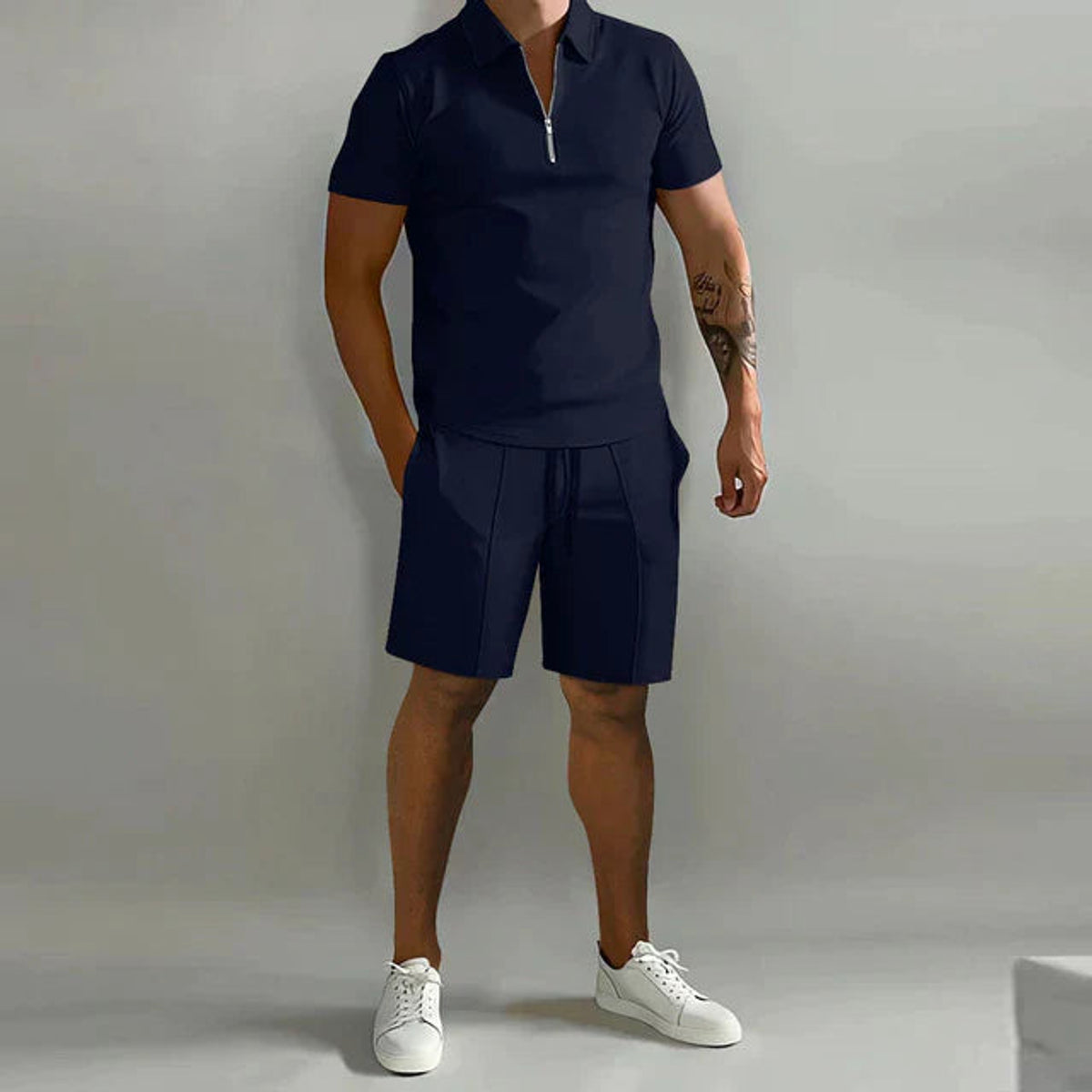 Polo and Shorts Set Men Smart Casual Summer Outfit Relaxed Fit 4