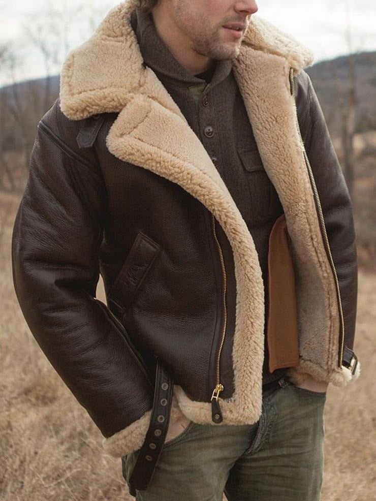 Premium Shearling Jacket Men Tailored Fit Cozy Warmth Timeless Style 0