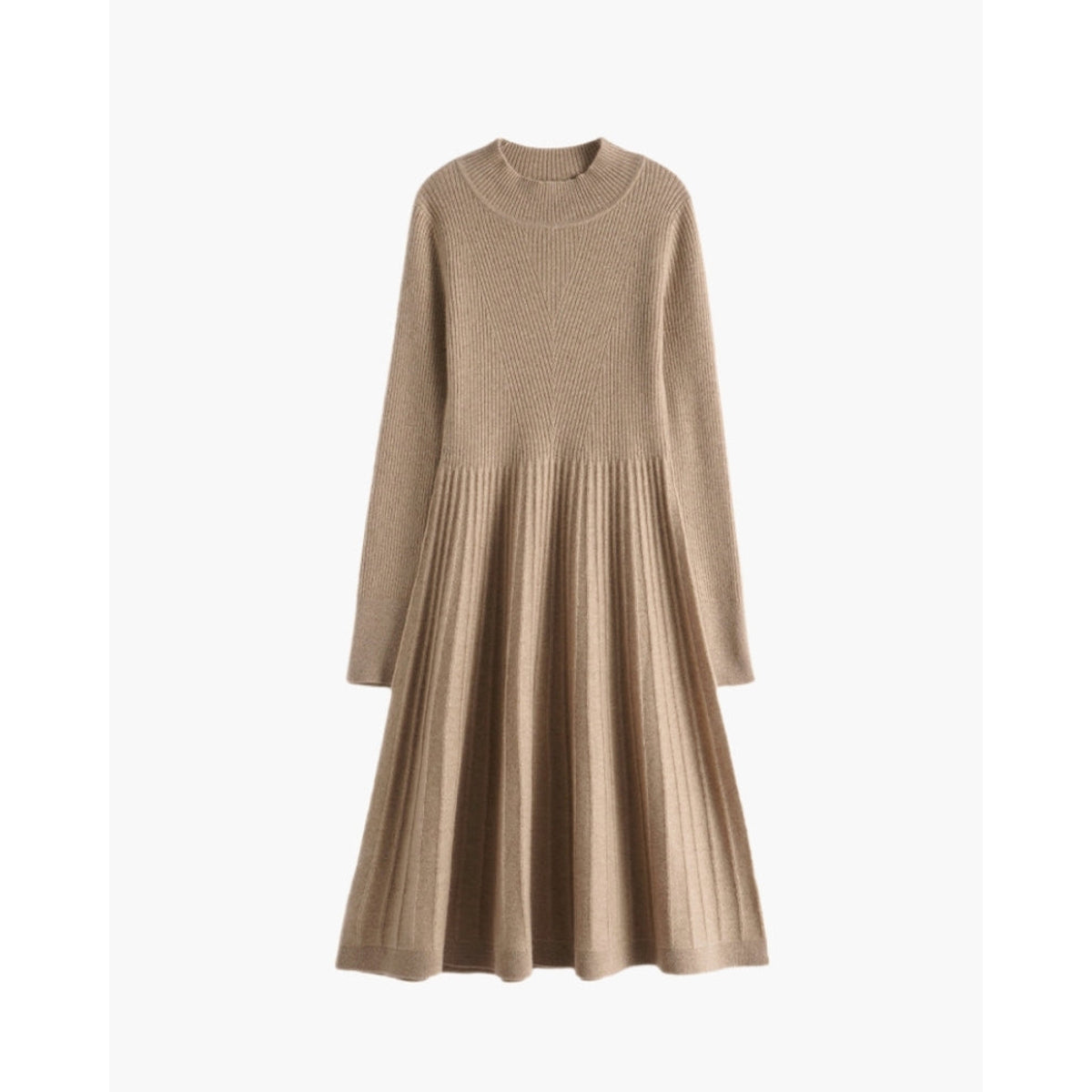 Pure Cashmere Knit Flare Dress Women's Elegant Timeless Luxury 3