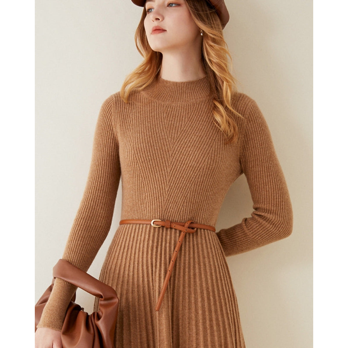 Pure Cashmere Knit Flare Dress Women's Elegant Timeless Luxury 6