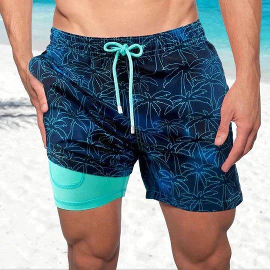 Quick-Dry Swim Shorts Men Inner Compression Beachwear Athletic Fit 0