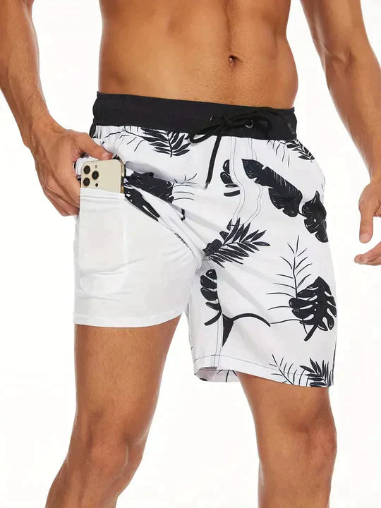 Quick-Dry Swim Shorts Men Inner Compression Beachwear Athletic Fit 2
