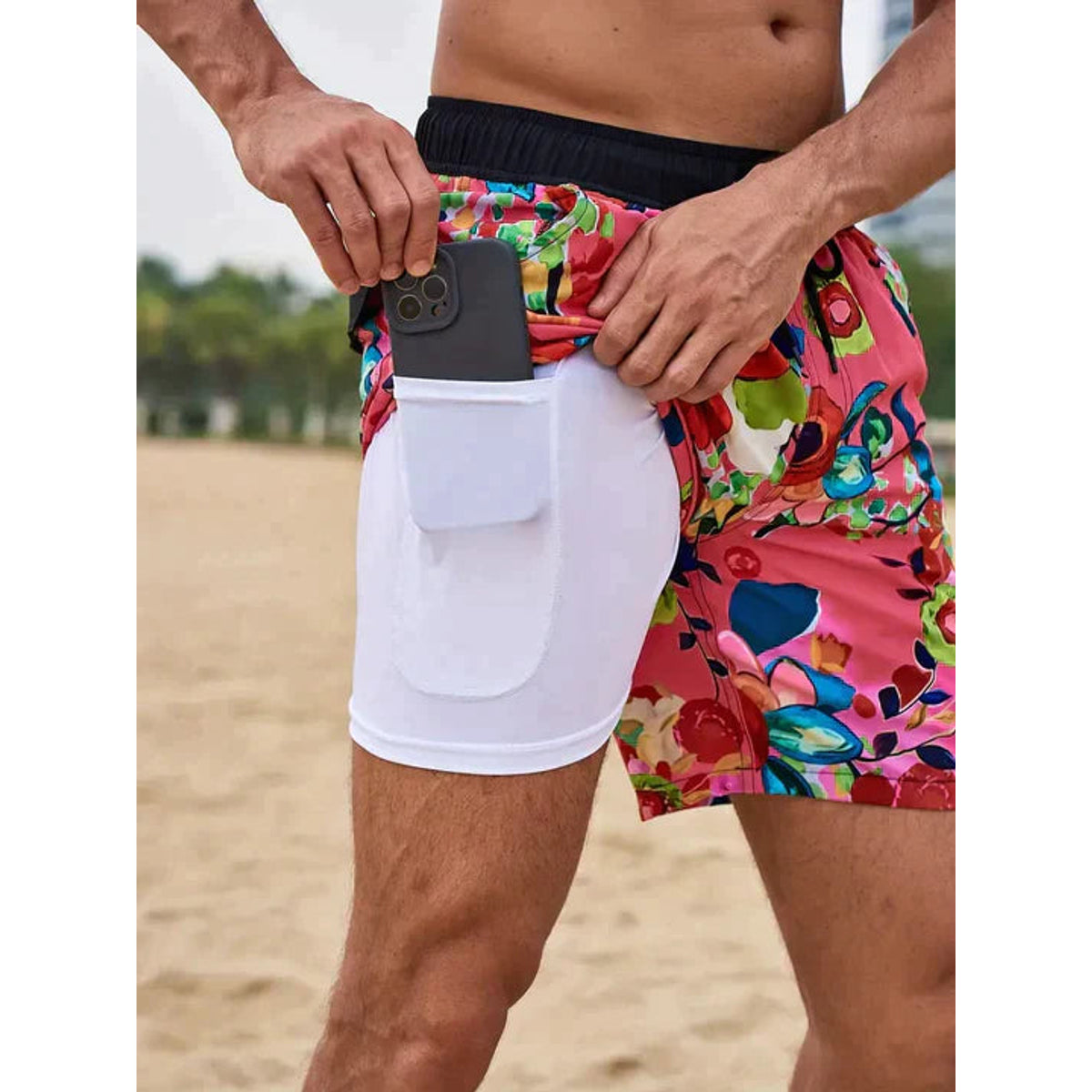 Quick-Dry Swim Shorts Men Inner Compression Beachwear Athletic Fit 6