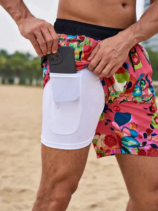 Quick-Dry Swim Shorts Men Inner Compression Beachwear Athletic Fit 6