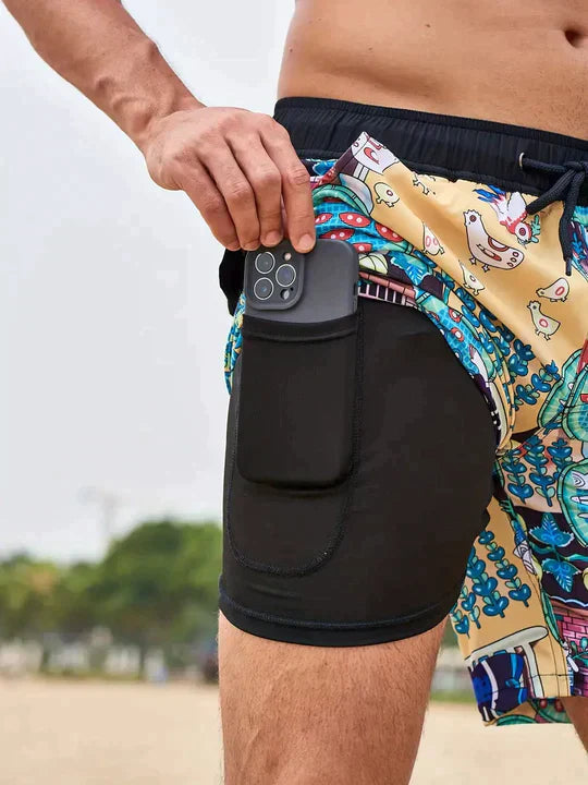 Quick-Dry Swim Shorts Men Inner Compression Beachwear Athletic Fit 7
