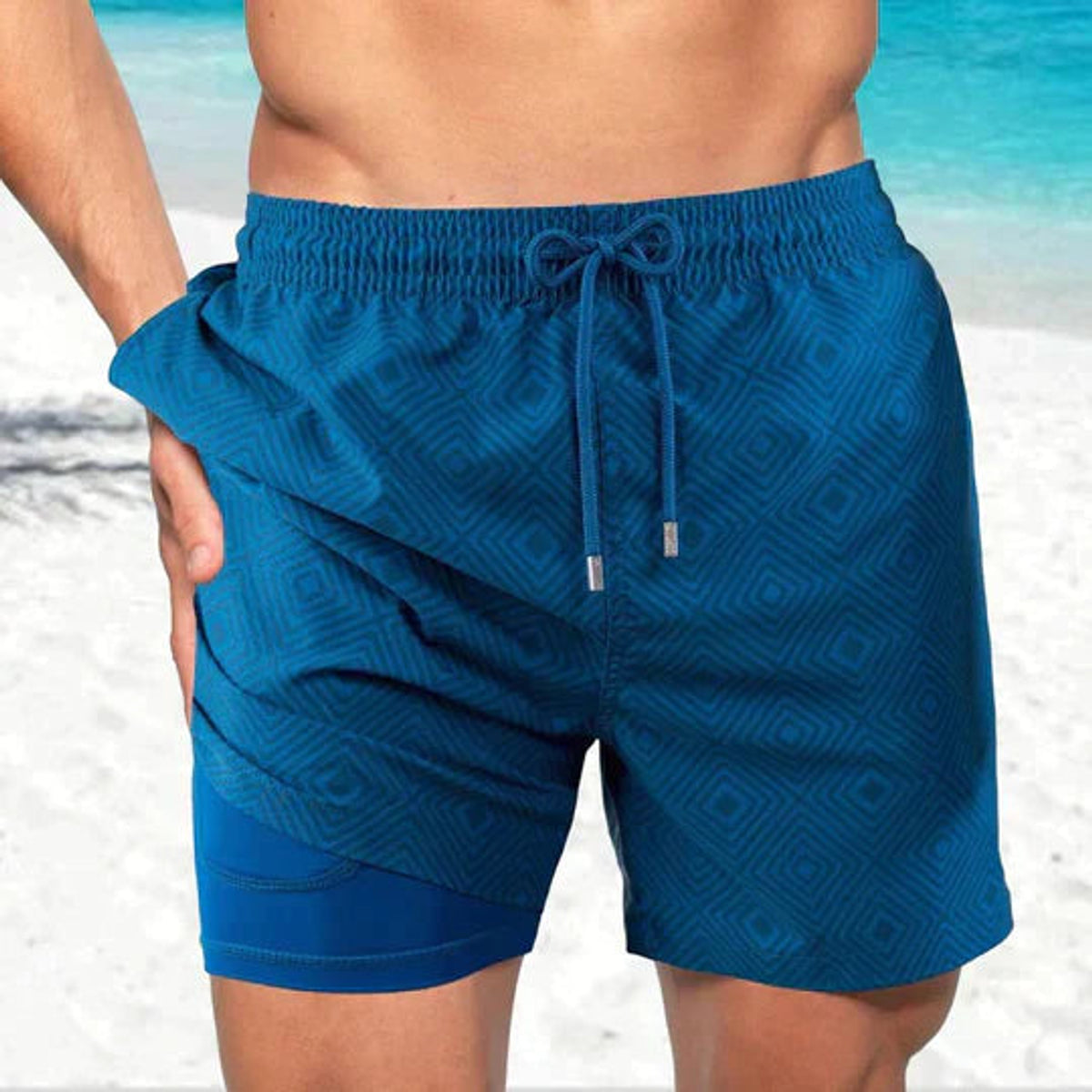 Quick-Dry Swim Shorts Men Inner Compression Beachwear Athletic Fit 9
