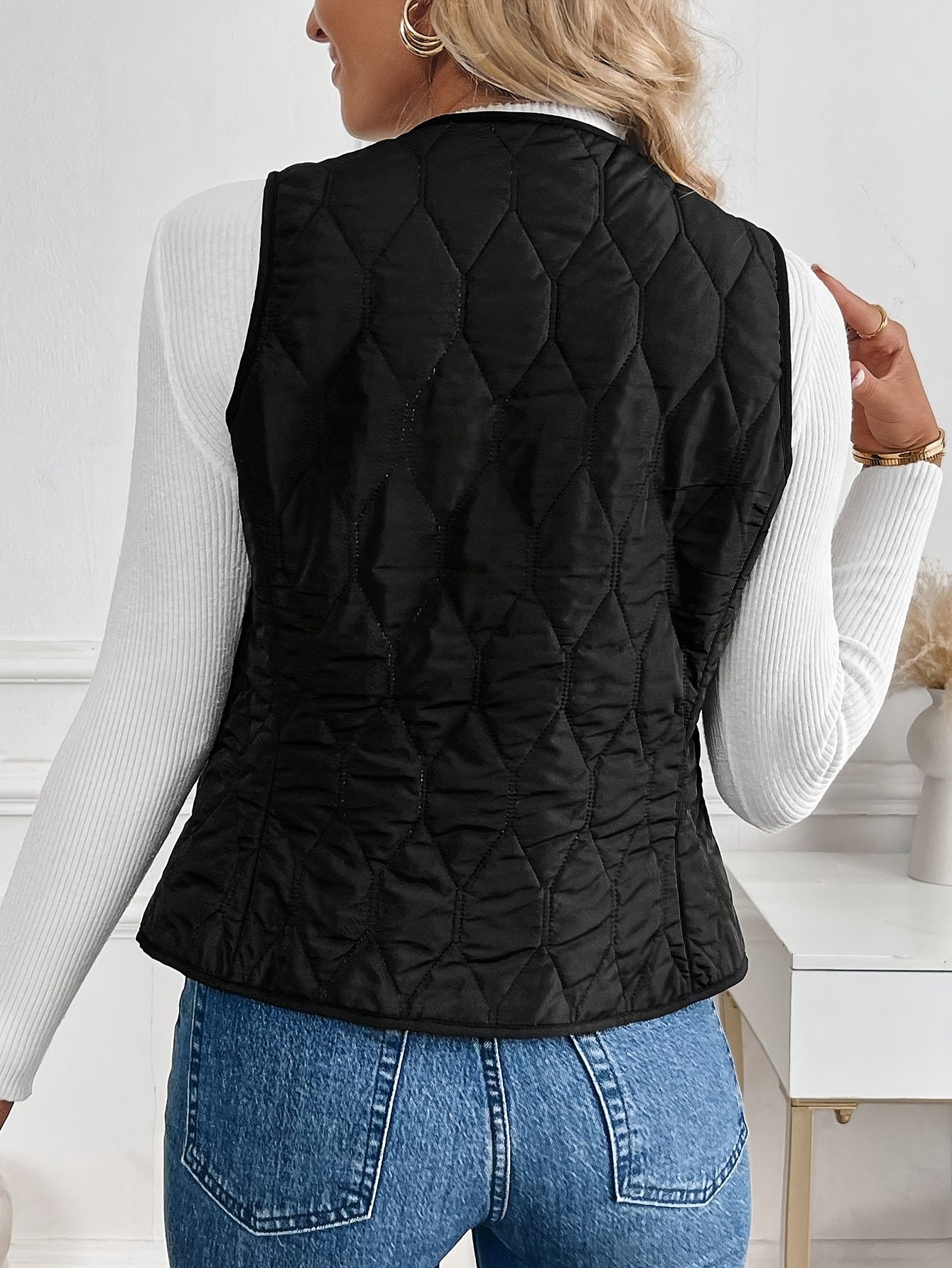 Quilted Bomber Vest Ultra-Soft Sherpa Lining Casual Layering 5