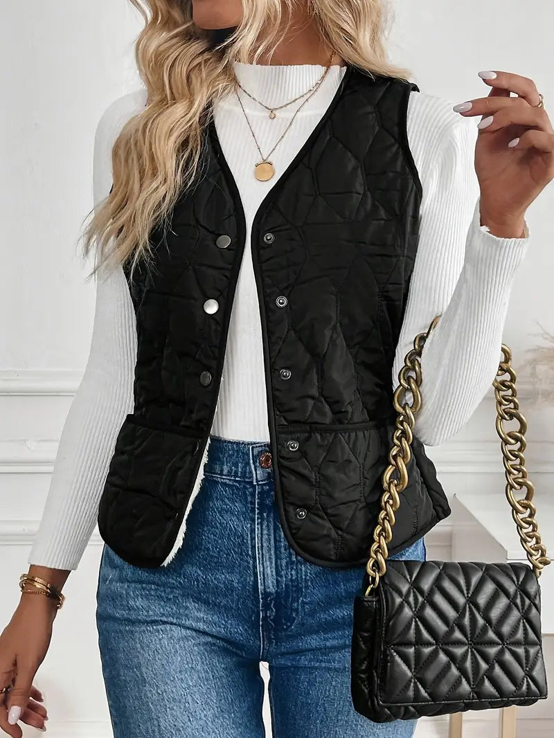 Quilted Bomber Vest Ultra-Soft Sherpa Lining Casual Layering 7