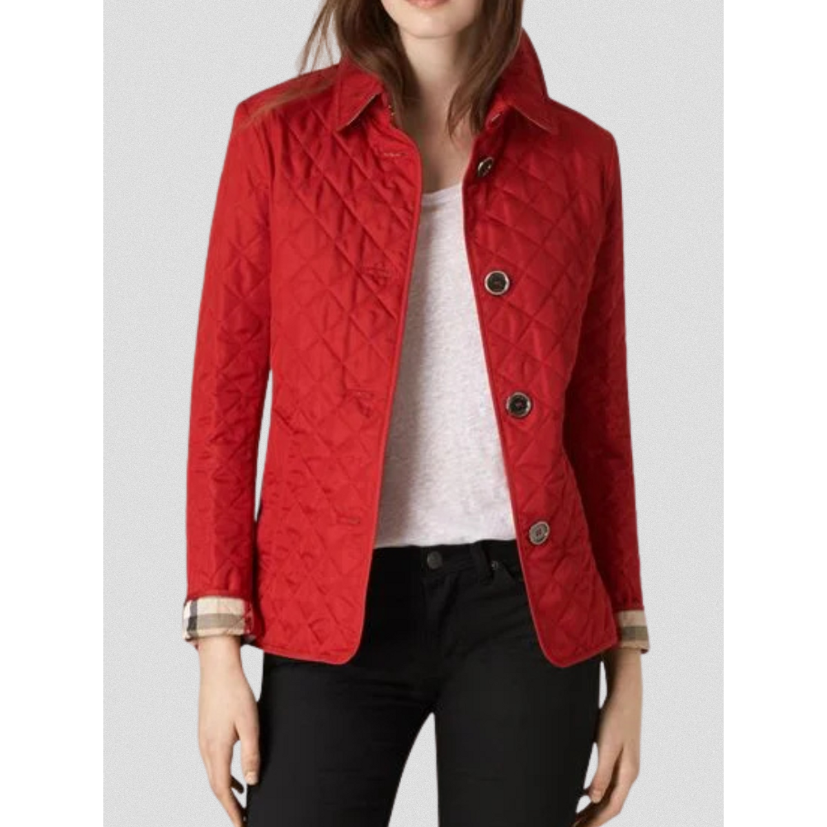 Quilted Jacket Women Button-Front Long Sleeve Casual Outerwear 10