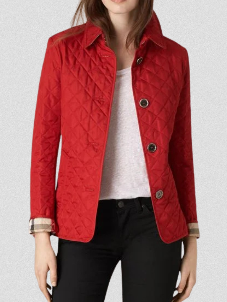 Quilted Jacket Women Button-Front Long Sleeve Casual Outerwear 10
