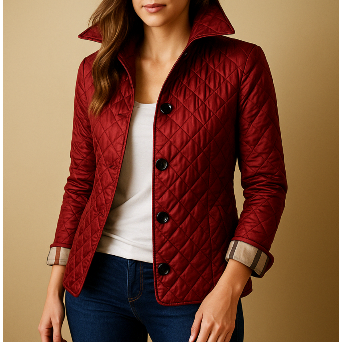 Quilted Jacket Women Cozy Comfort Stand-Up Collar Winter Layer 0