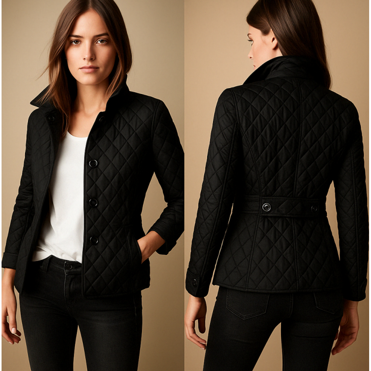 Quilted Jacket Women Cozy Comfort Stand-Up Collar Winter Layer 3