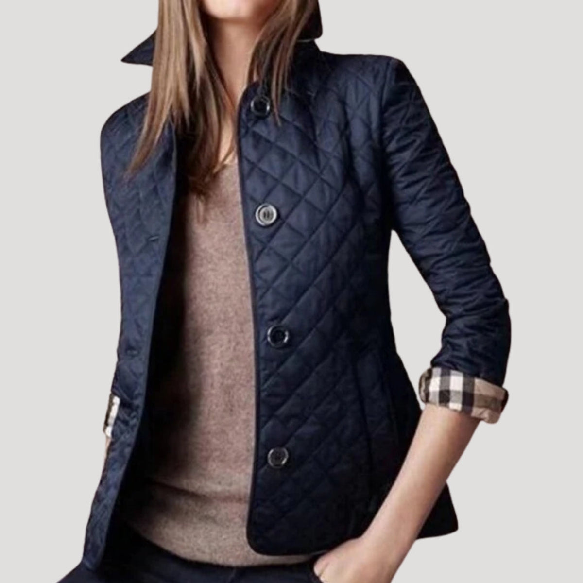 Quilted Jacket Women Lightweight Spring Layered Style Elegant Outerwear 2