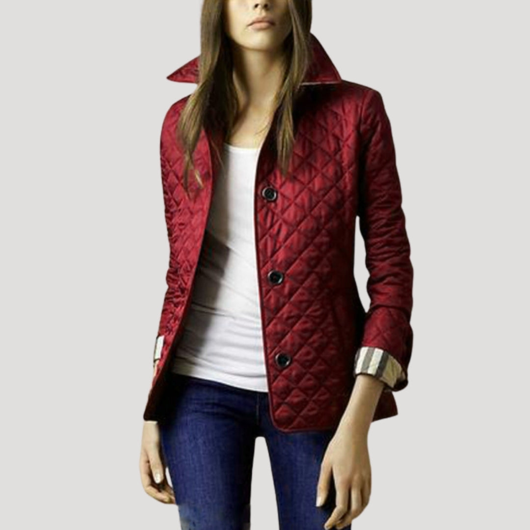 Quilted Jacket Women Lightweight Spring Layered Style Elegant Outerwear 3