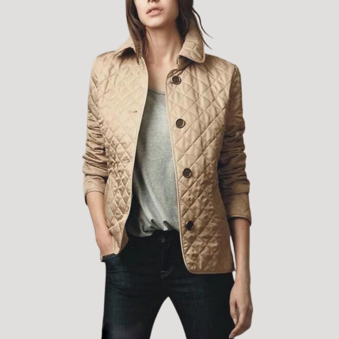 Quilted Jacket Women Lightweight Spring Layered Style Elegant Outerwear 4