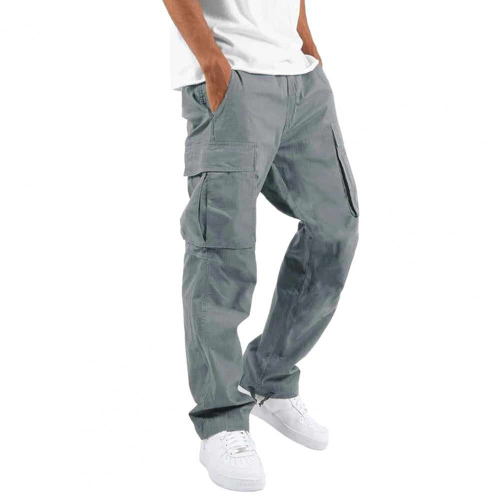 Reuben - Men's High Waist Black Cargo Pants with Utility Pockets 1