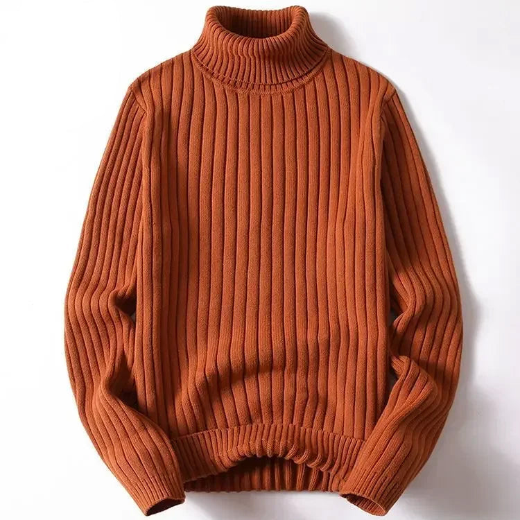 Roll Top Warmth Sweater Women Elegant Striped Design for Winter 2