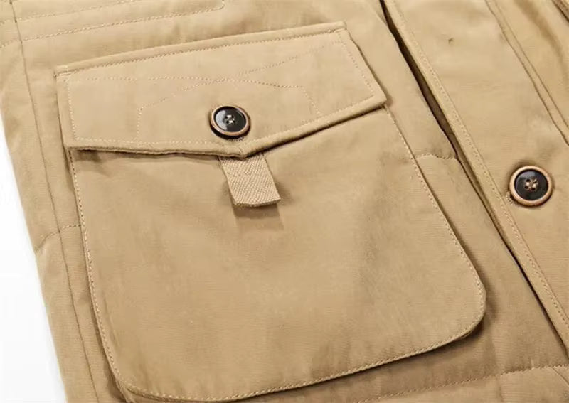 Men's Winter Coat Insulated Hooded Mid-Length Parka Fleece-Lined