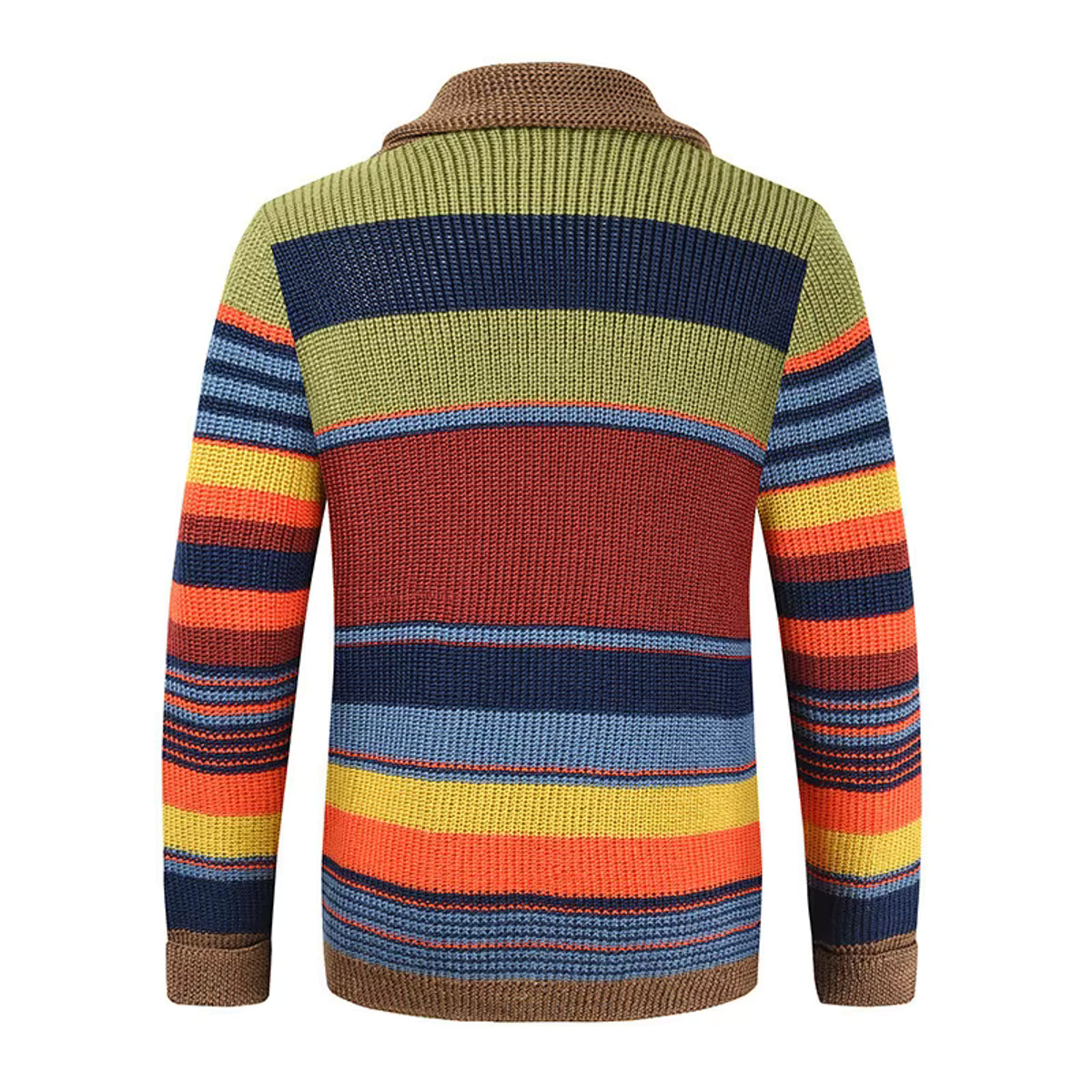 Vintage Patchwork Cardigan Sweater Men Wool-Cotton Blend Stylish Warmth